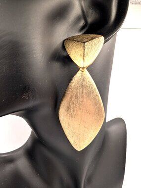 Vintage 1970s Erwin Pearl PEP Gold Tone Hinged Earrings 3" GUC Signed See Desc.